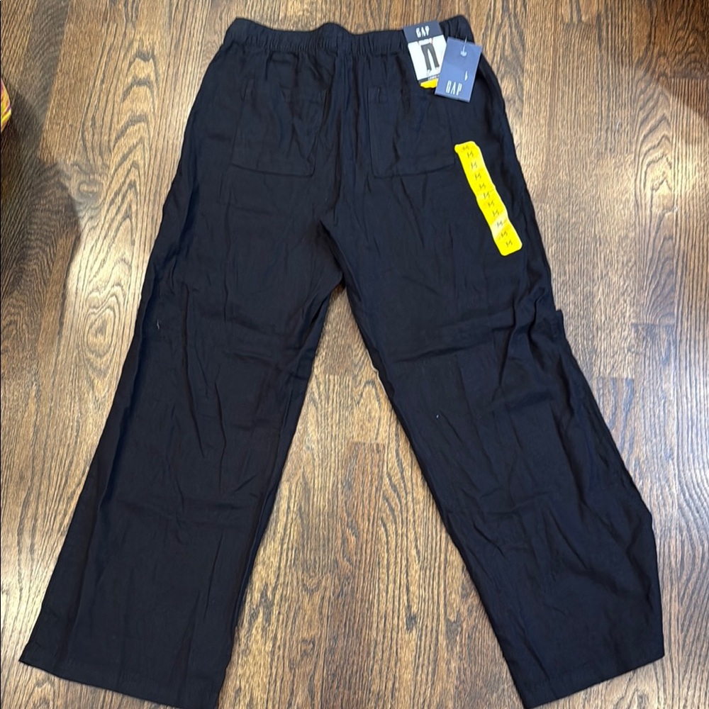 GAP Midnight Black Relaxed Pants xl linen woman’s cozy stretch lightweight new - Picture 4 of 7